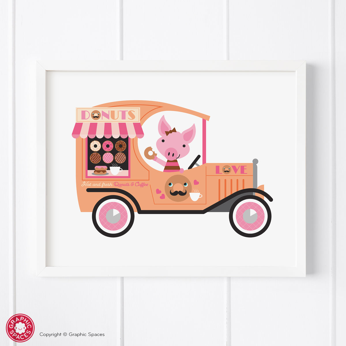 Donut truck nursery art print.