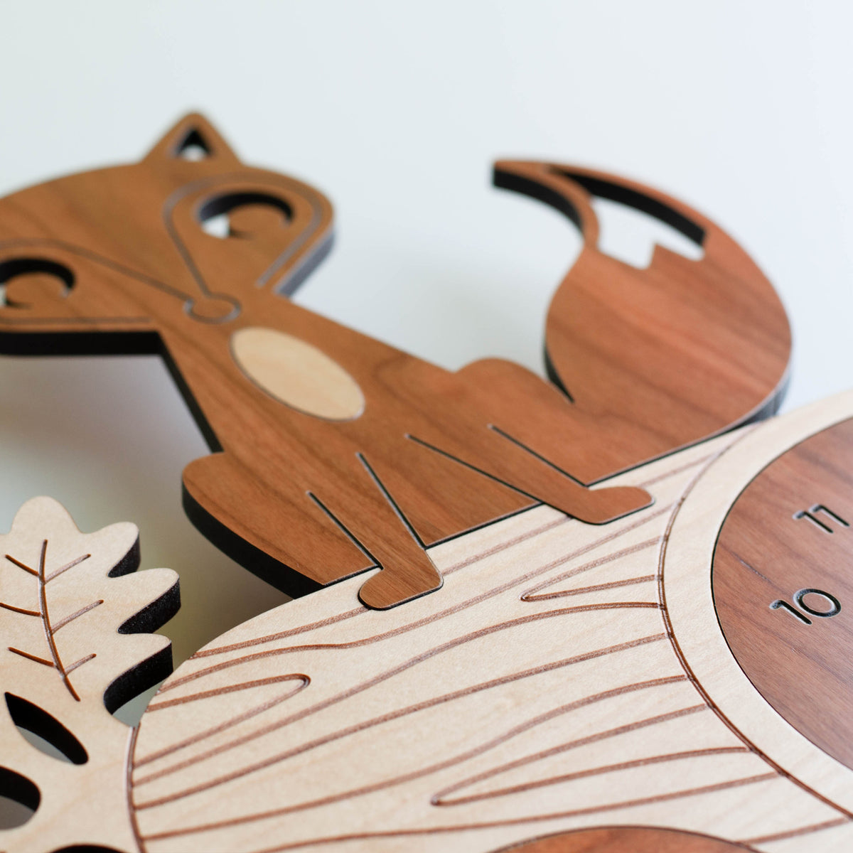 Wooden Fox Nursery Wall Clock.