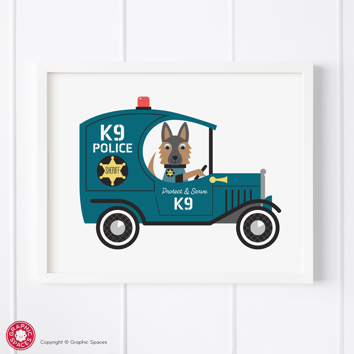 K9 Police Nursery Art Print