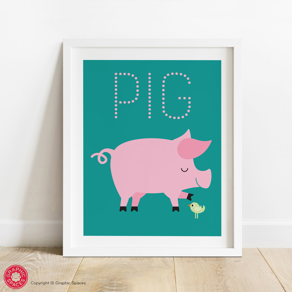 Pig nursery art print.