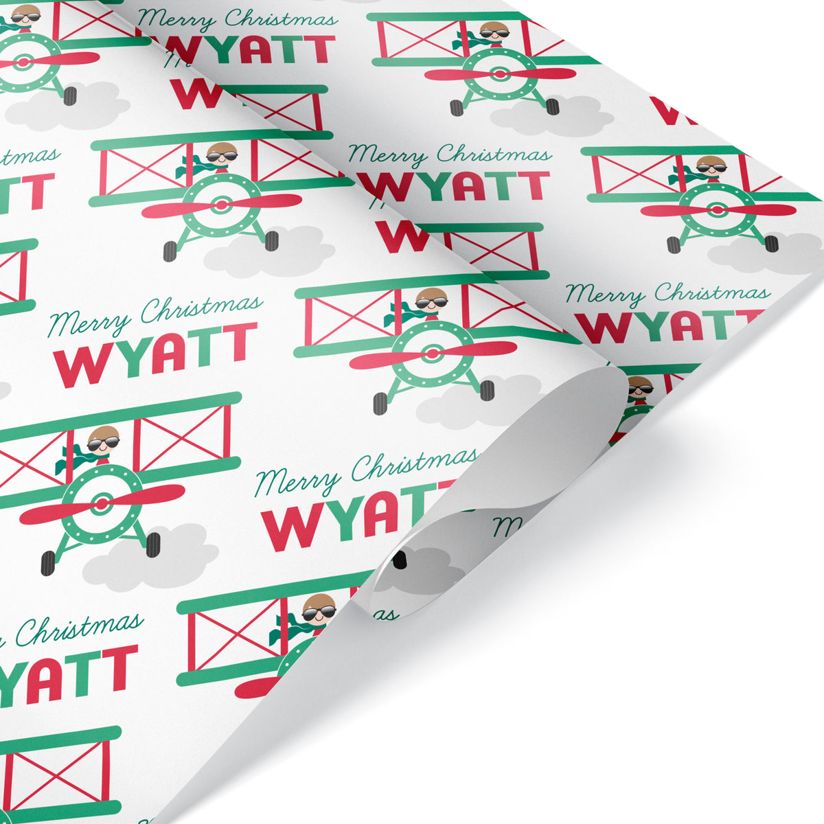 Airplane Christmas Personalized Wrapping Paper