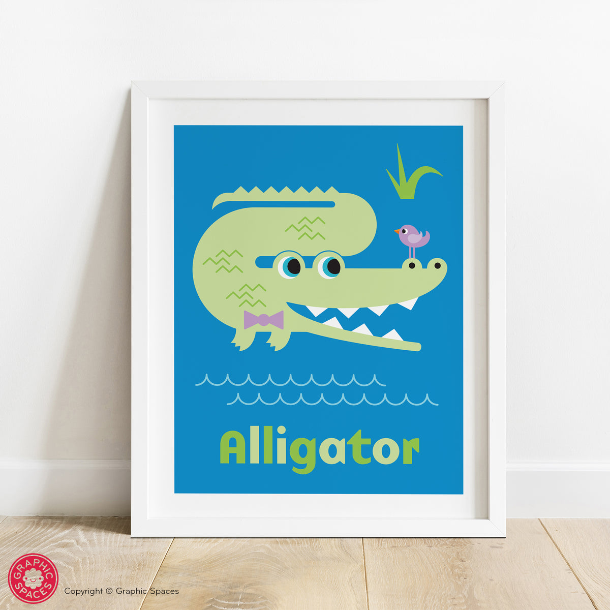 Alligator nursery art print.