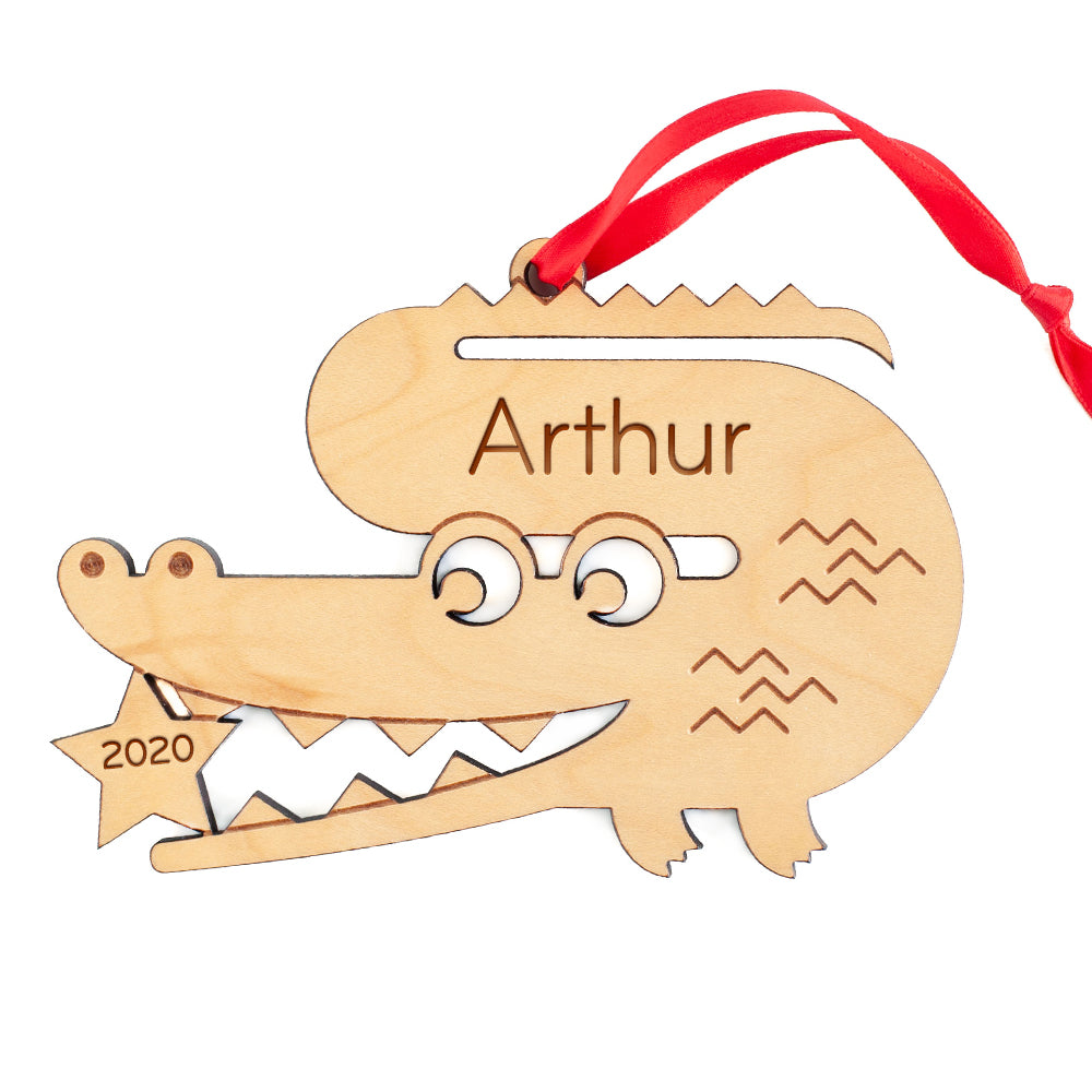 Alligator Wooden Christmas Ornament - Personalized