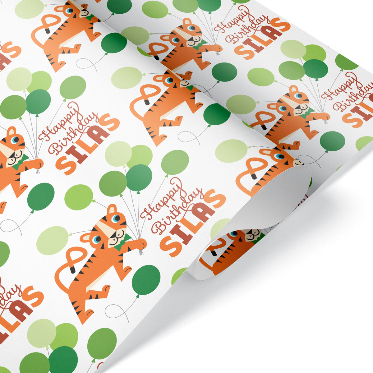 Tiger Birthday Personalized Wrapping Paper - BRIGHT