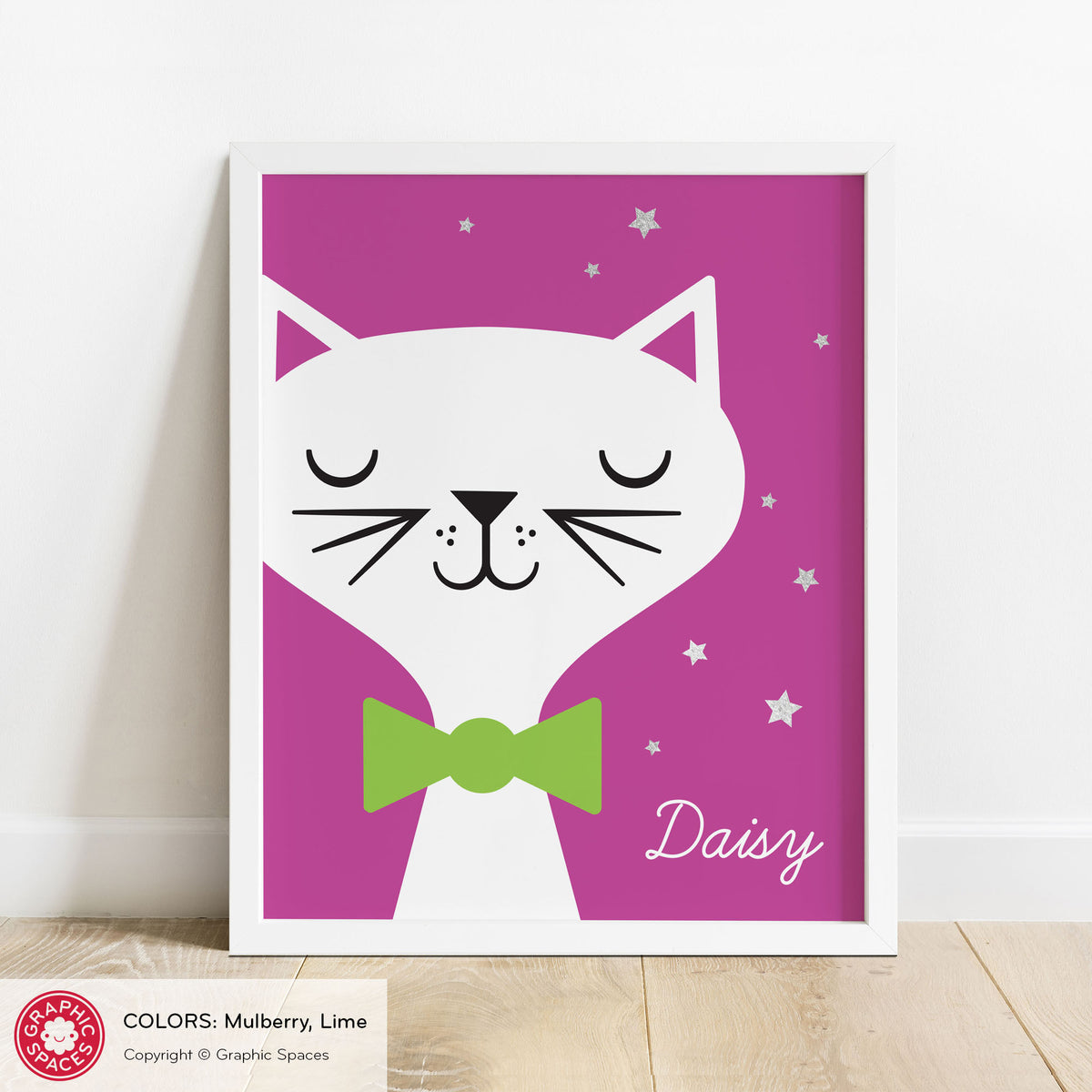 Cat nursery art print, personalized
