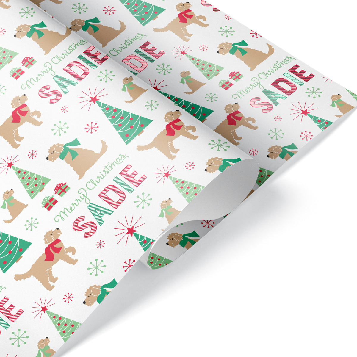 Goldendoodle Dog Christmas Personalized Wrapping Paper - CLASSIC