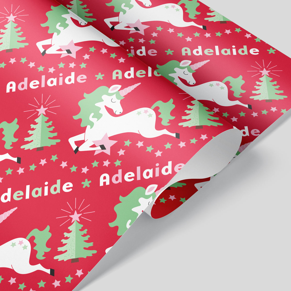 Unicorn Christmas Personalized Name Wrapping Paper