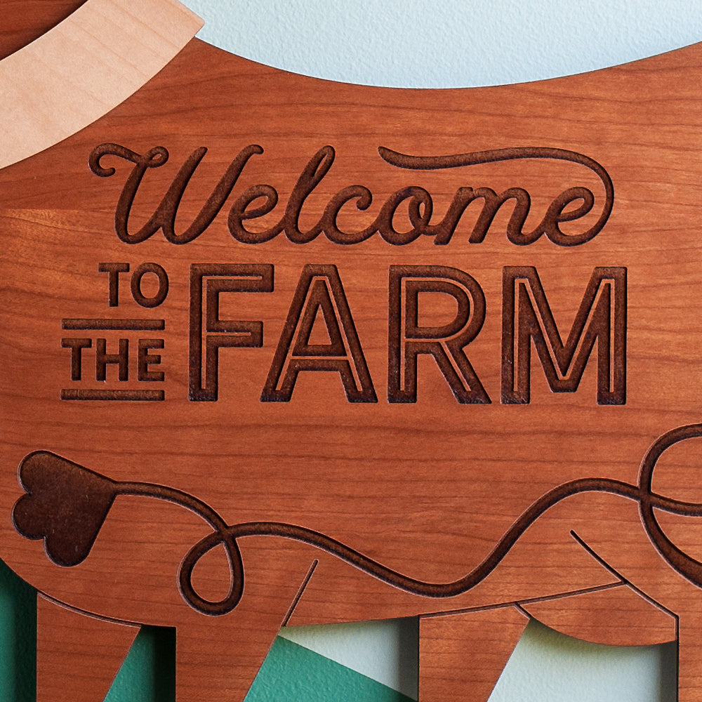 Cow Wooden Wall Sign &quot;Welcome to the farm&quot;