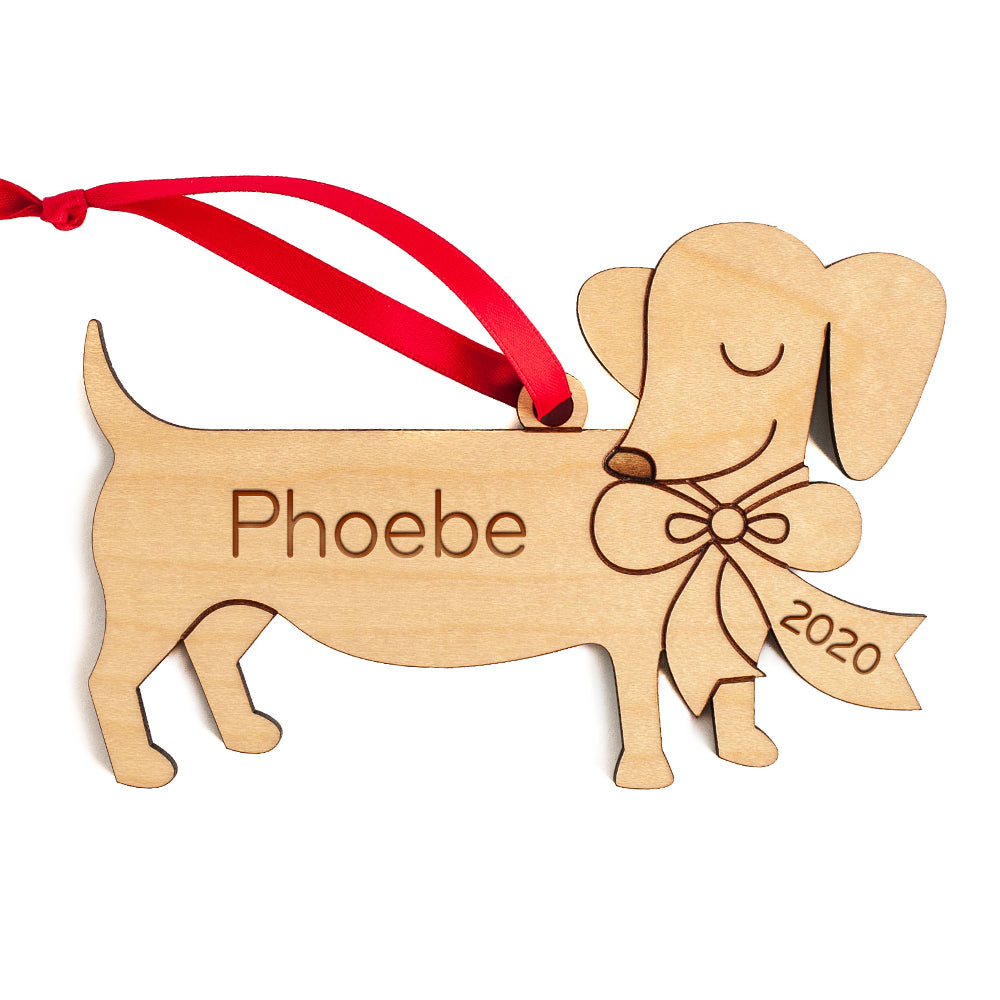 Dachshund Wooden Christmas Ornament - Personalized