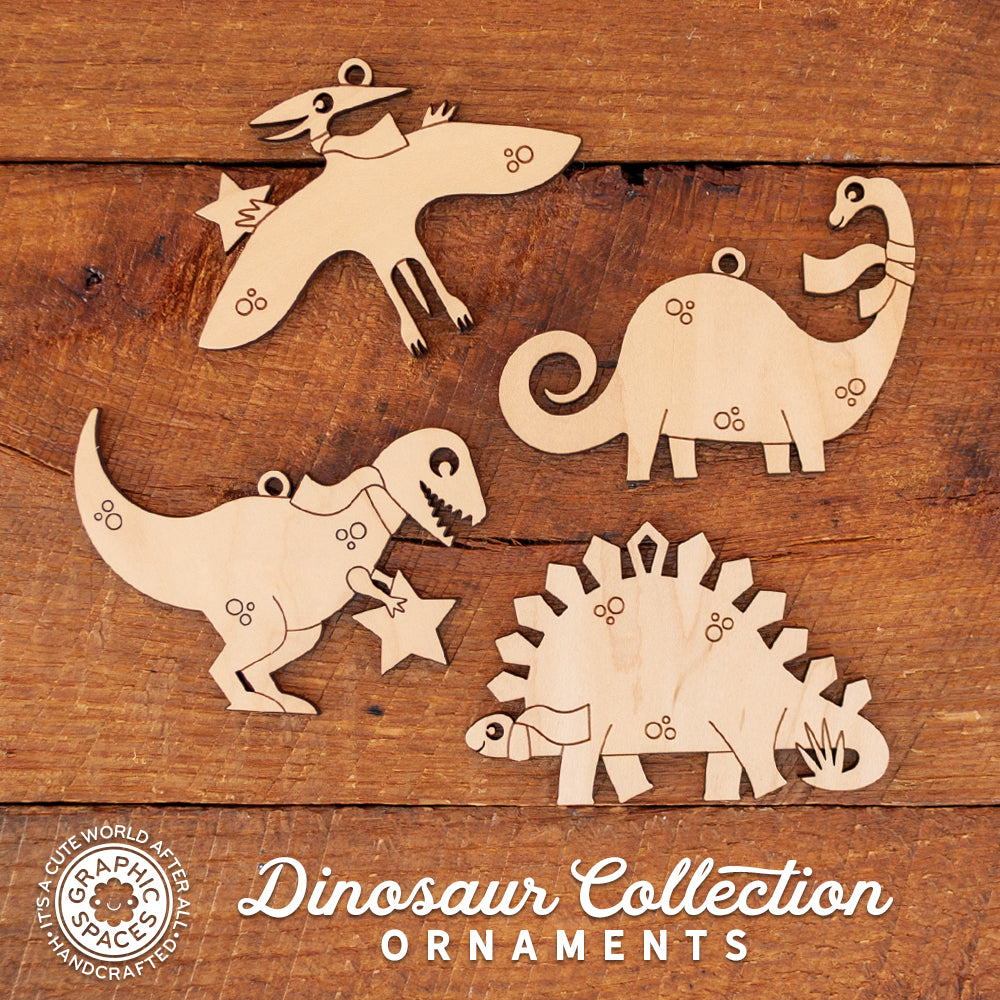 wood dinosaur christmas ornament collection