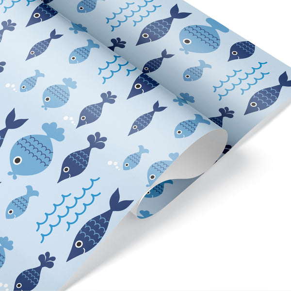 Happy Fish Wrapping Paper Kids Under the Sea, Ocean Baby Shower
