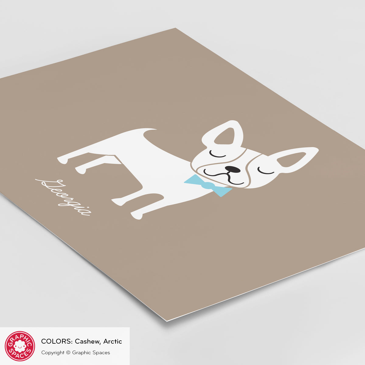French Bulldog nursery art print, personalized.