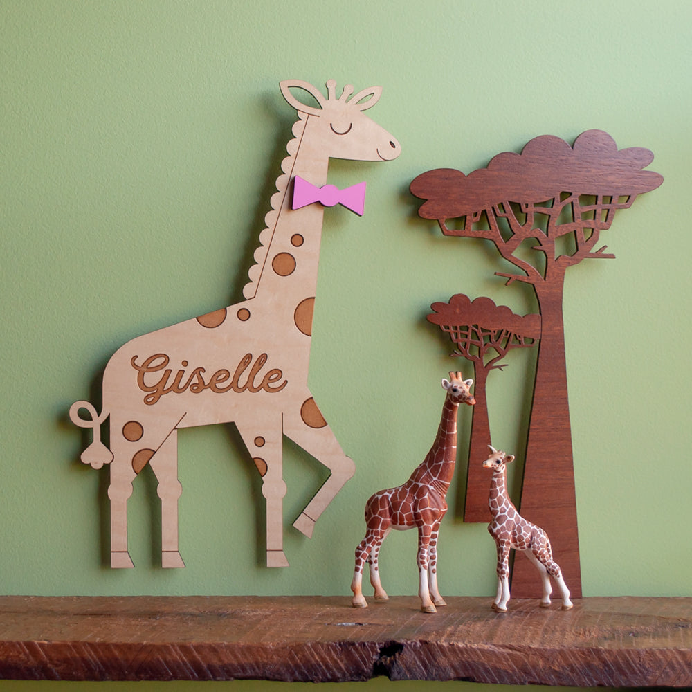 Giraffe Wooden Room Sign