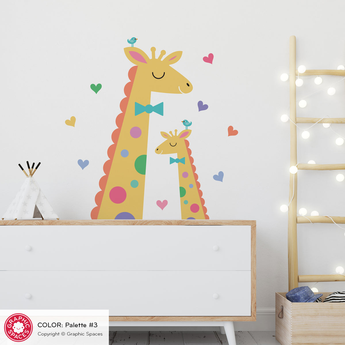 Giraffe Heads Fabric Wall Decal - Mommy &amp; Baby