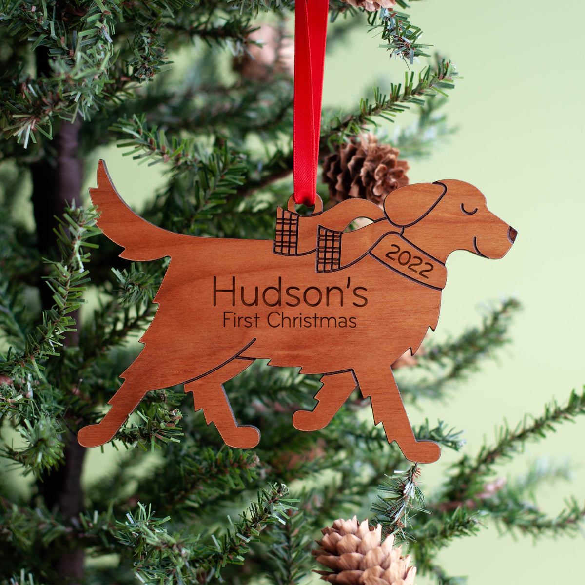 Golden Retriever Wooden Christmas Ornament - Personalized