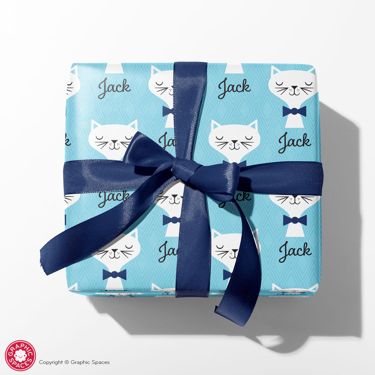 Cat Personalized Wrapping Paper - BLUE