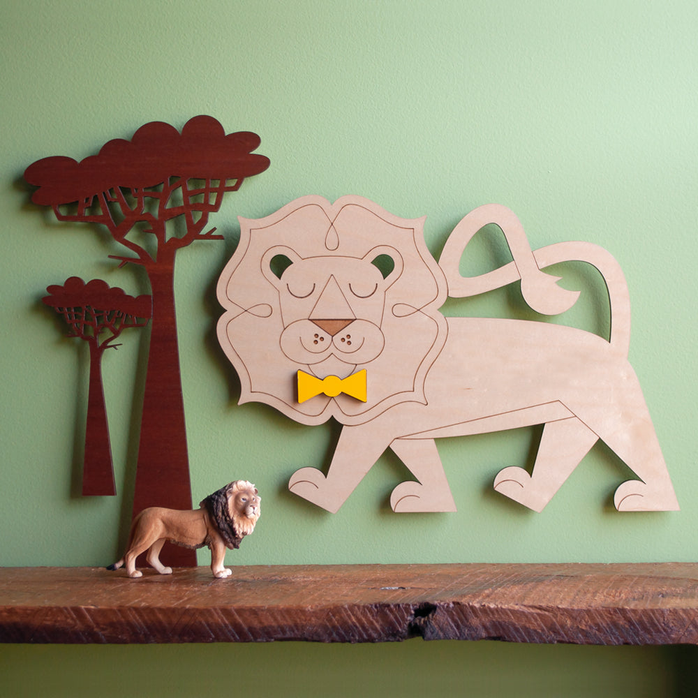 Lion Wooden Room Sign