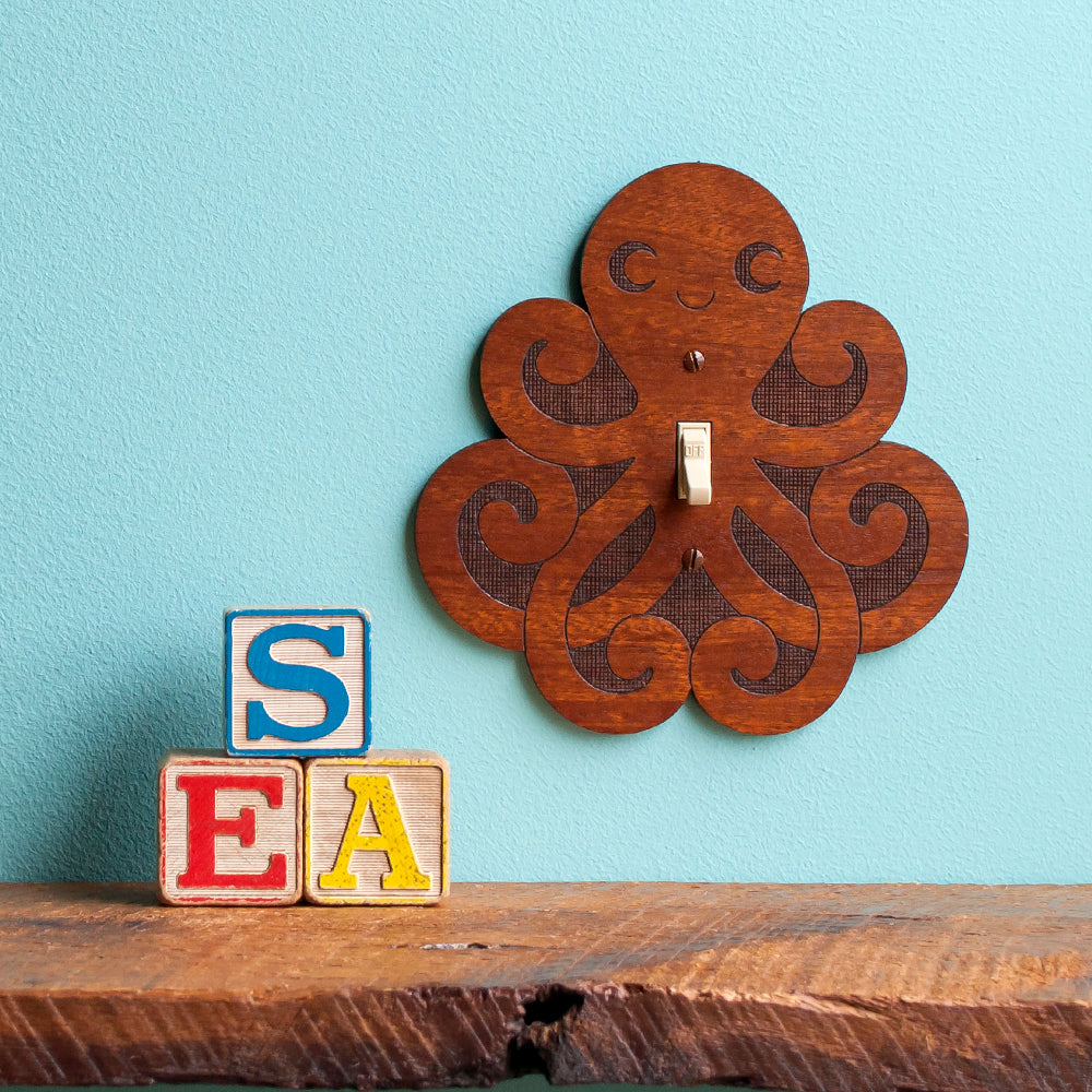 Octopus Wooden Light Switch Plate Cover