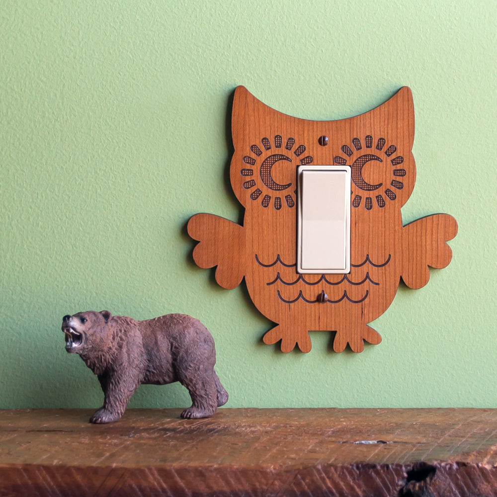 Owl Wooden Light Switch Plate Cover