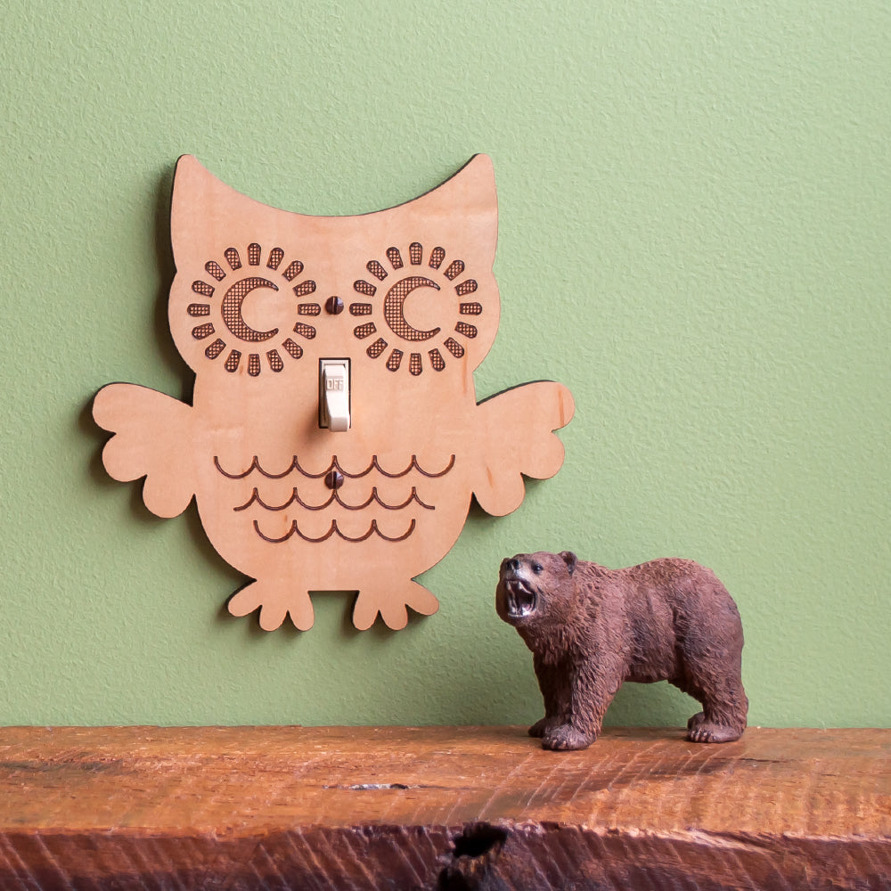 Owl Wooden Light Switch Plate Cover