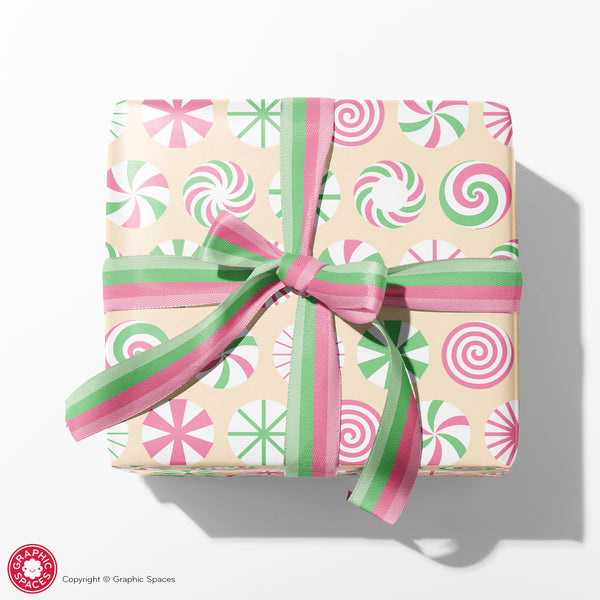 Peppermint Candy Christmas Wrapping Paper Classic Retro Holiday Sweet