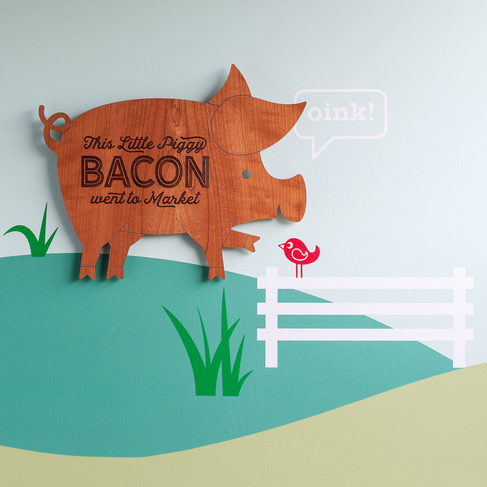Pig Wooden Wall Sign &quot;Bacon&quot;