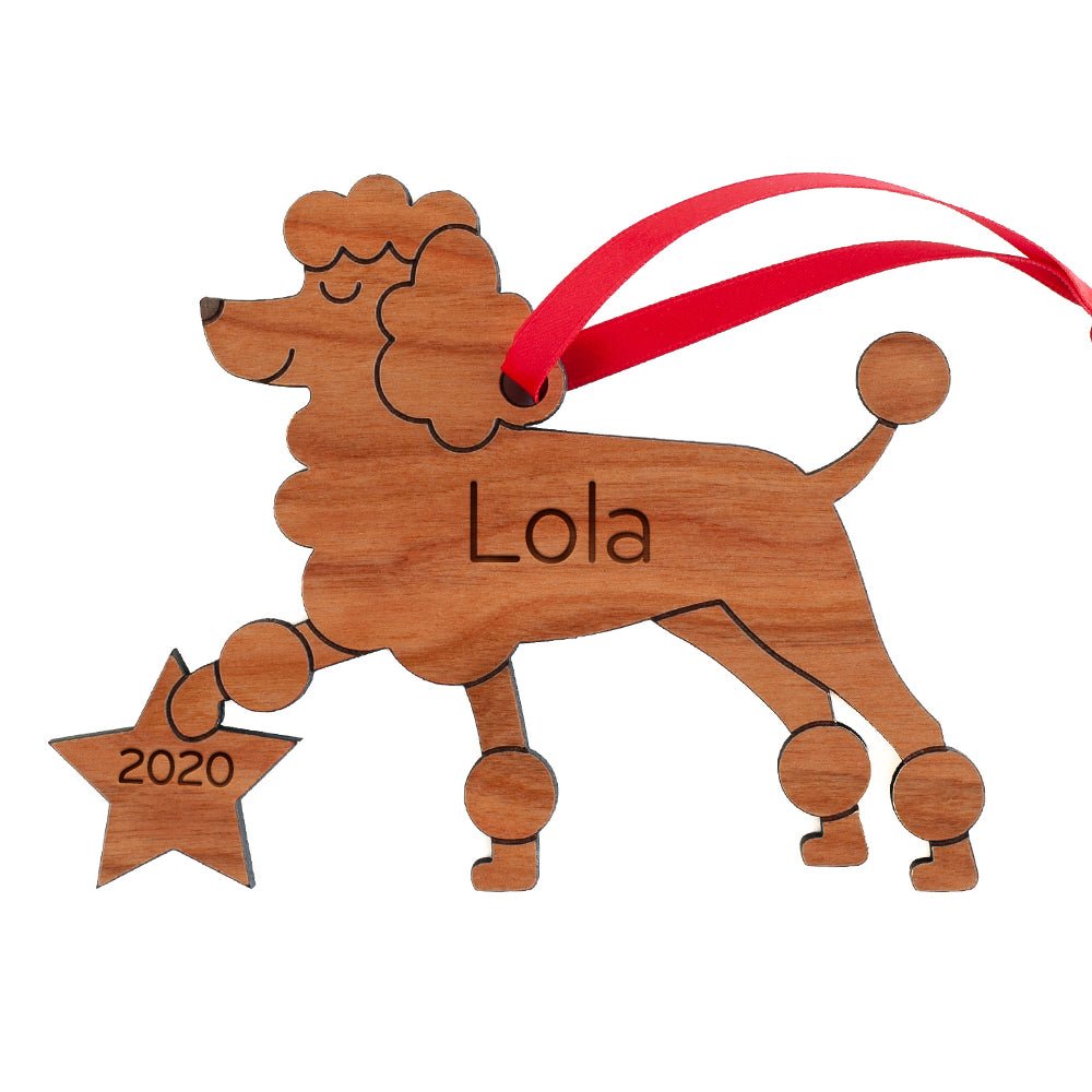 Poodle Wooden Christmas Ornament - Personalized
