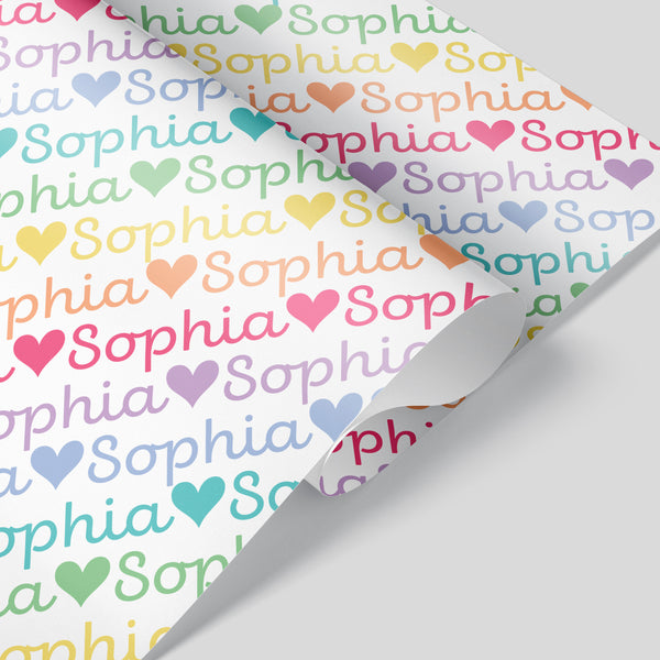 Personalized Valentine I Love You Wrapping Paper - Custom Script Name -  Graphic Spaces