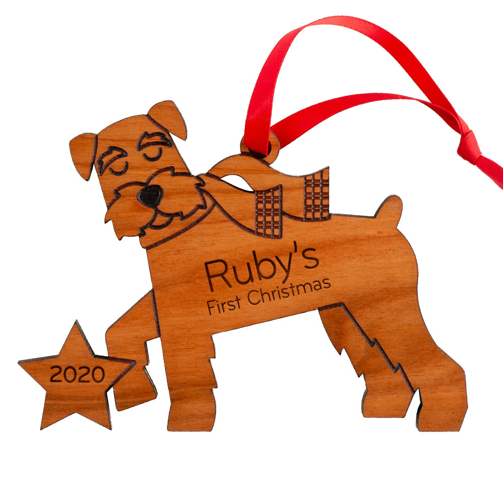 Schnauzer Wooden Christmas Ornament - Personalized