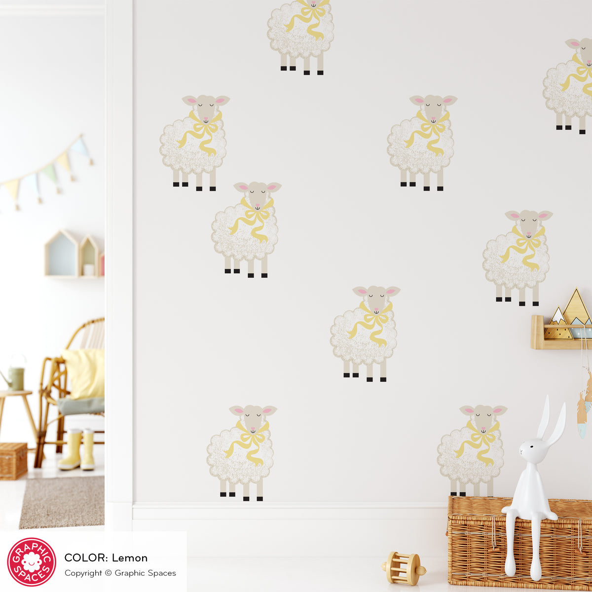 Sheep Scatter Fabric Wall Decals - Pack of 15