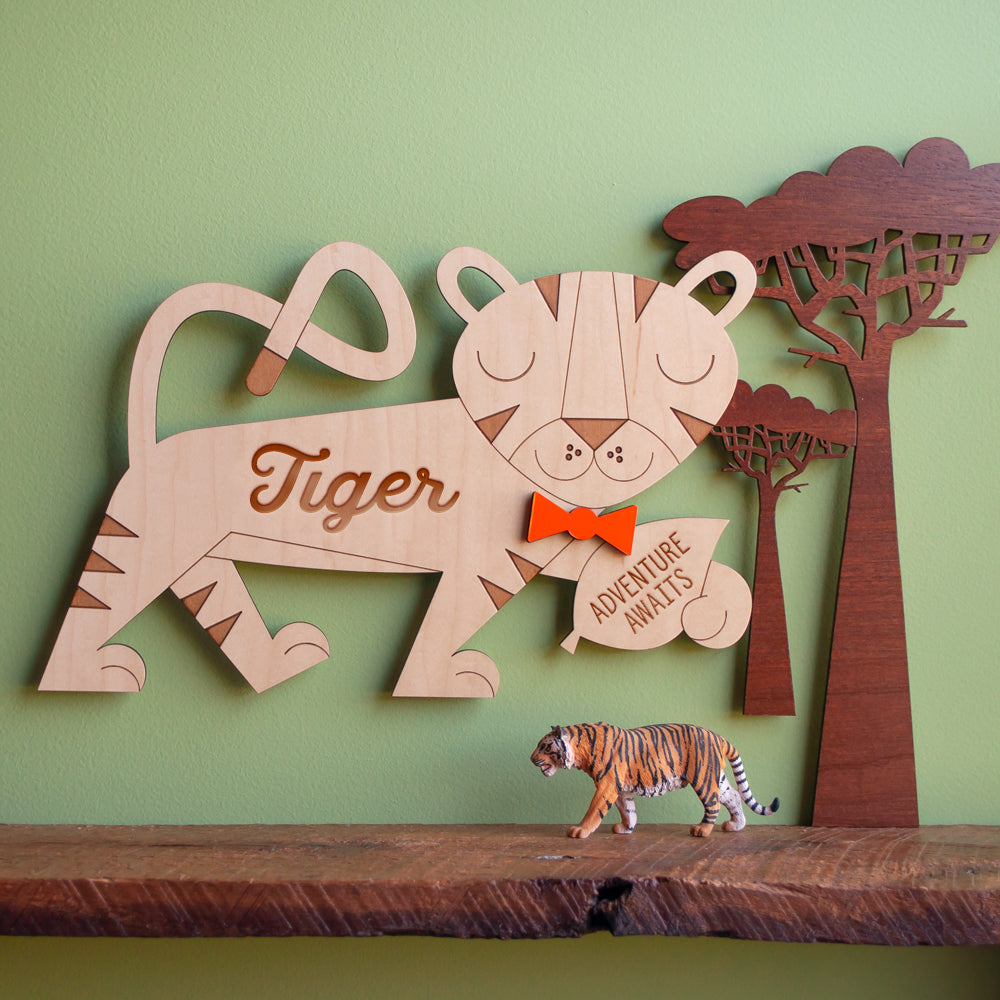 Tiger Wooden Room Sign