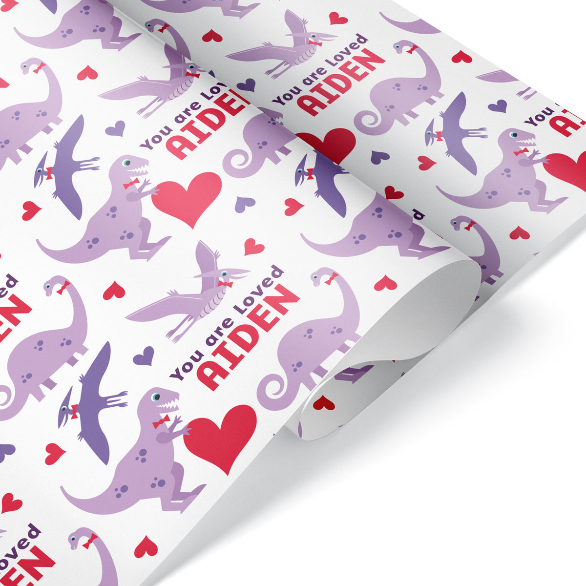 Dinosaur Valentine Personalized Wrapping Paper