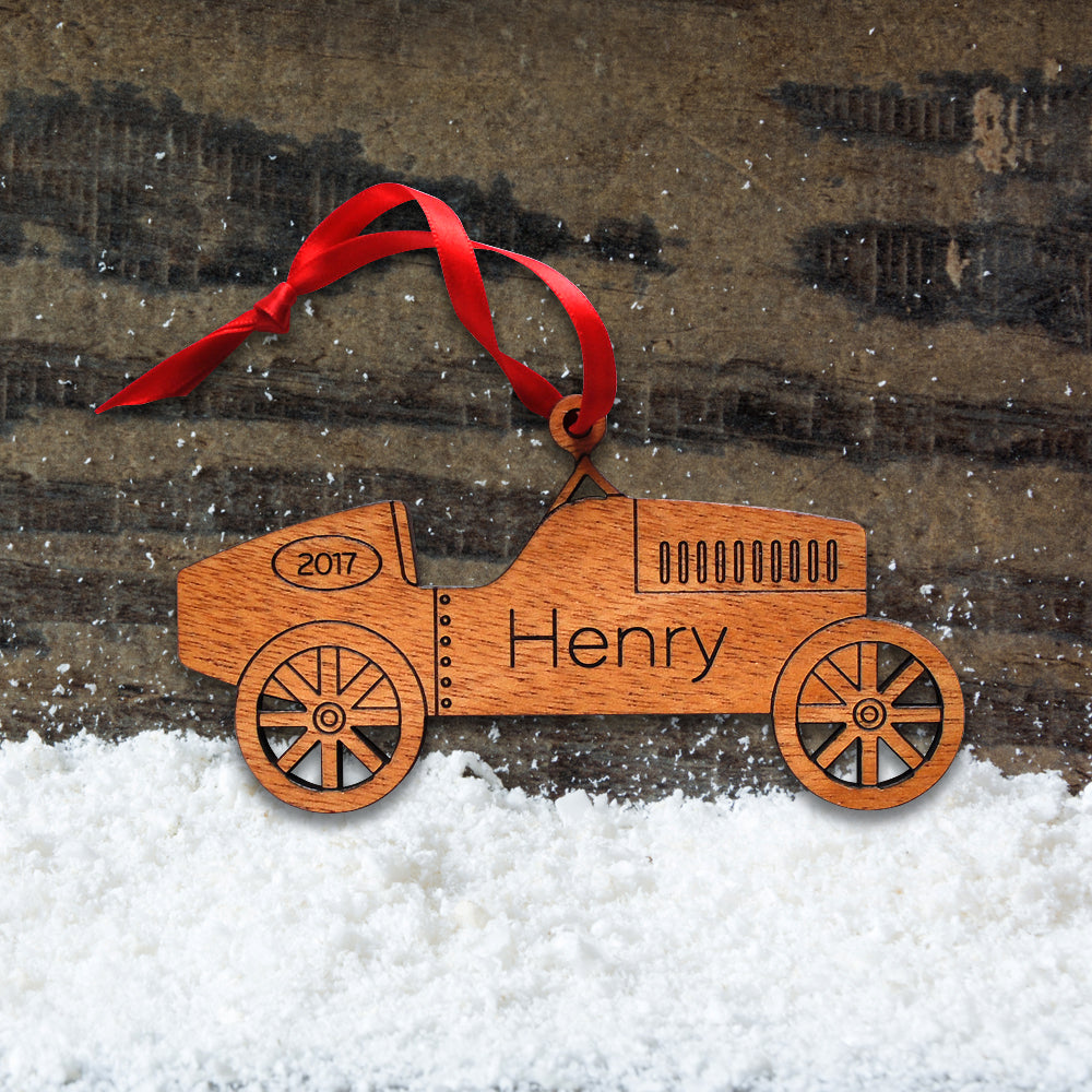 classic race car christmas ornament personalized