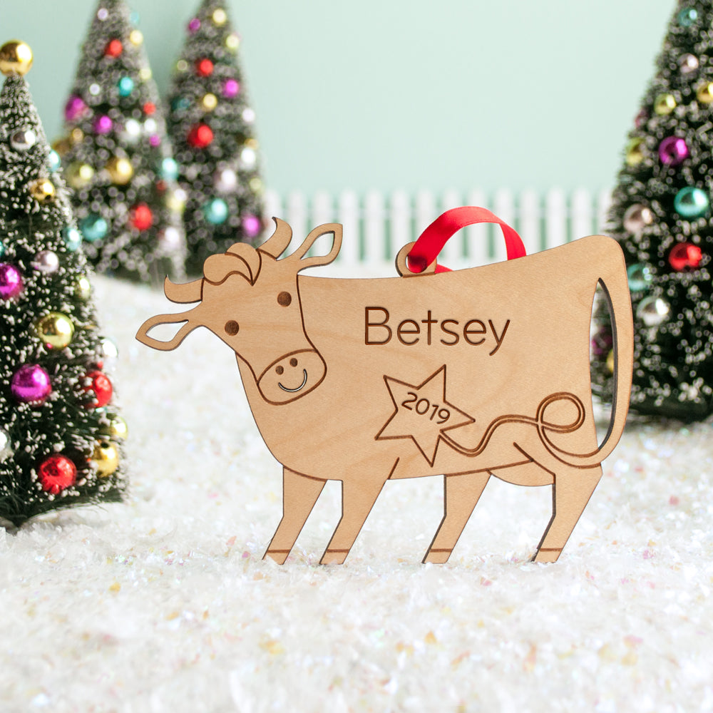 cow christmas ornament personalized