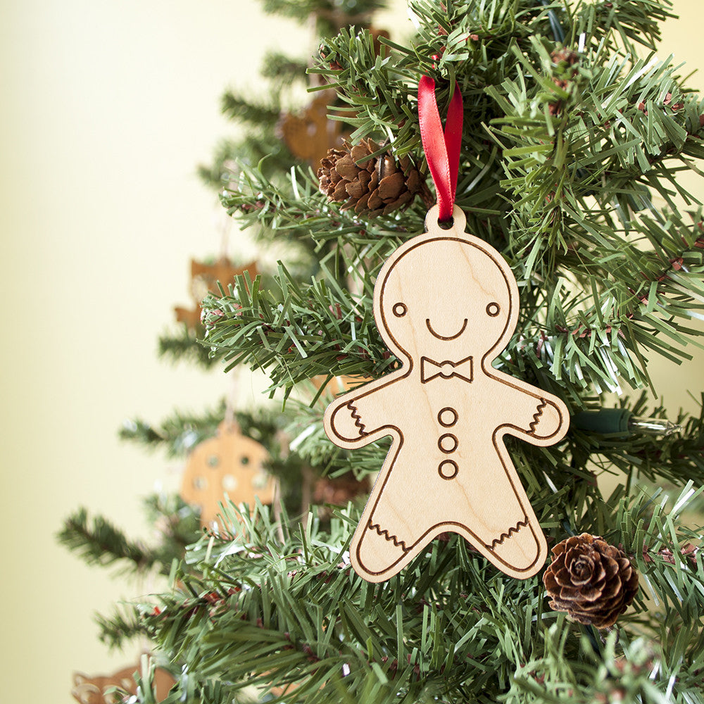 wooden gingerbread boy christmas ornament