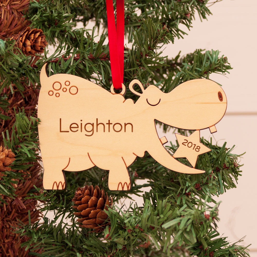 hippo christmas ornament personalized