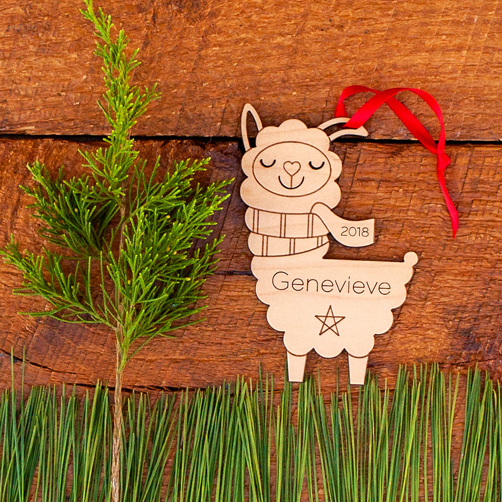 llama christmas ornament personalized farm animal