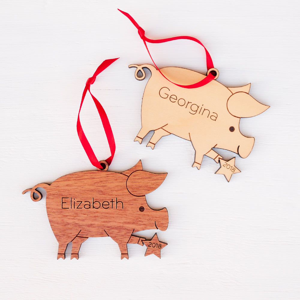 pig christmas ornament personalized farm animal