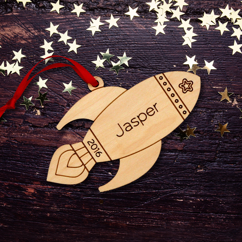 rocket christmas ornament personalized