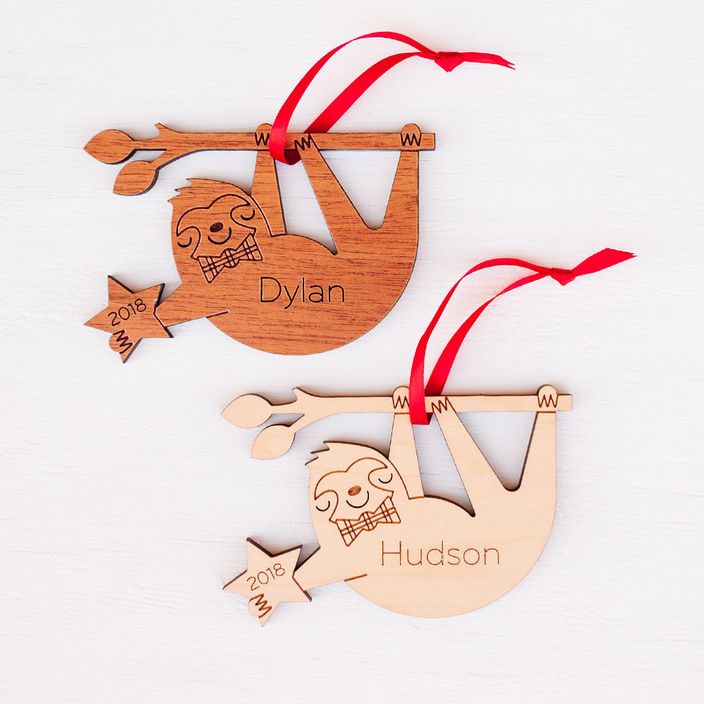 sloth christmas ornament personalized