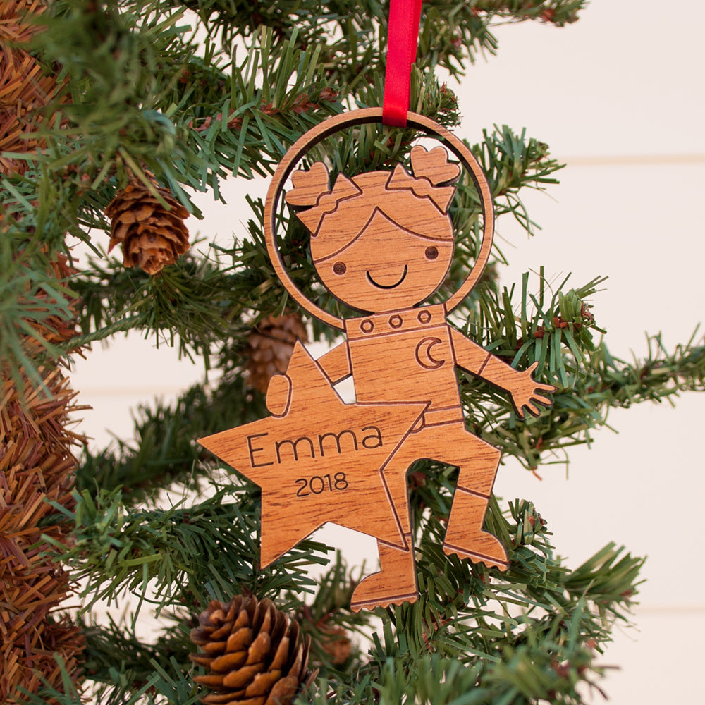 outer space astronaut girl christmas ornament personalized