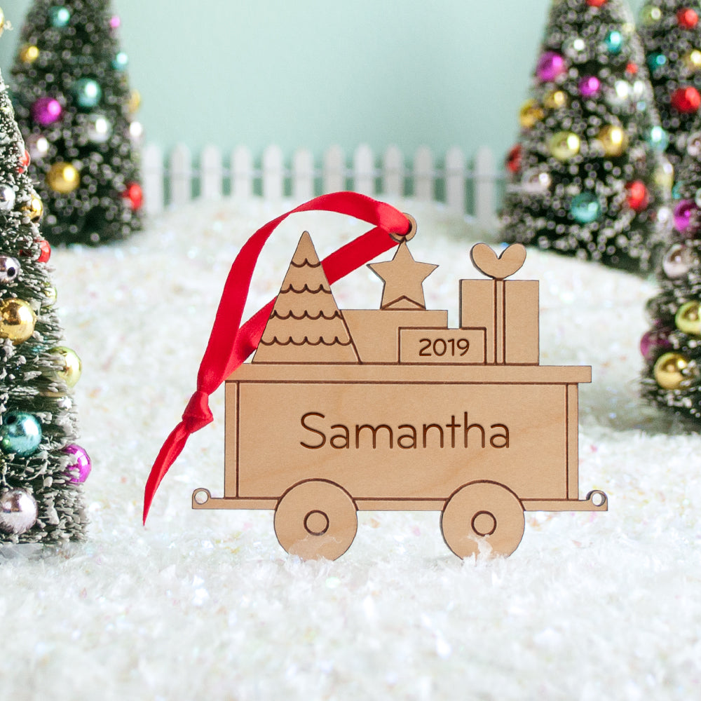 train christmas ornament personalized package car