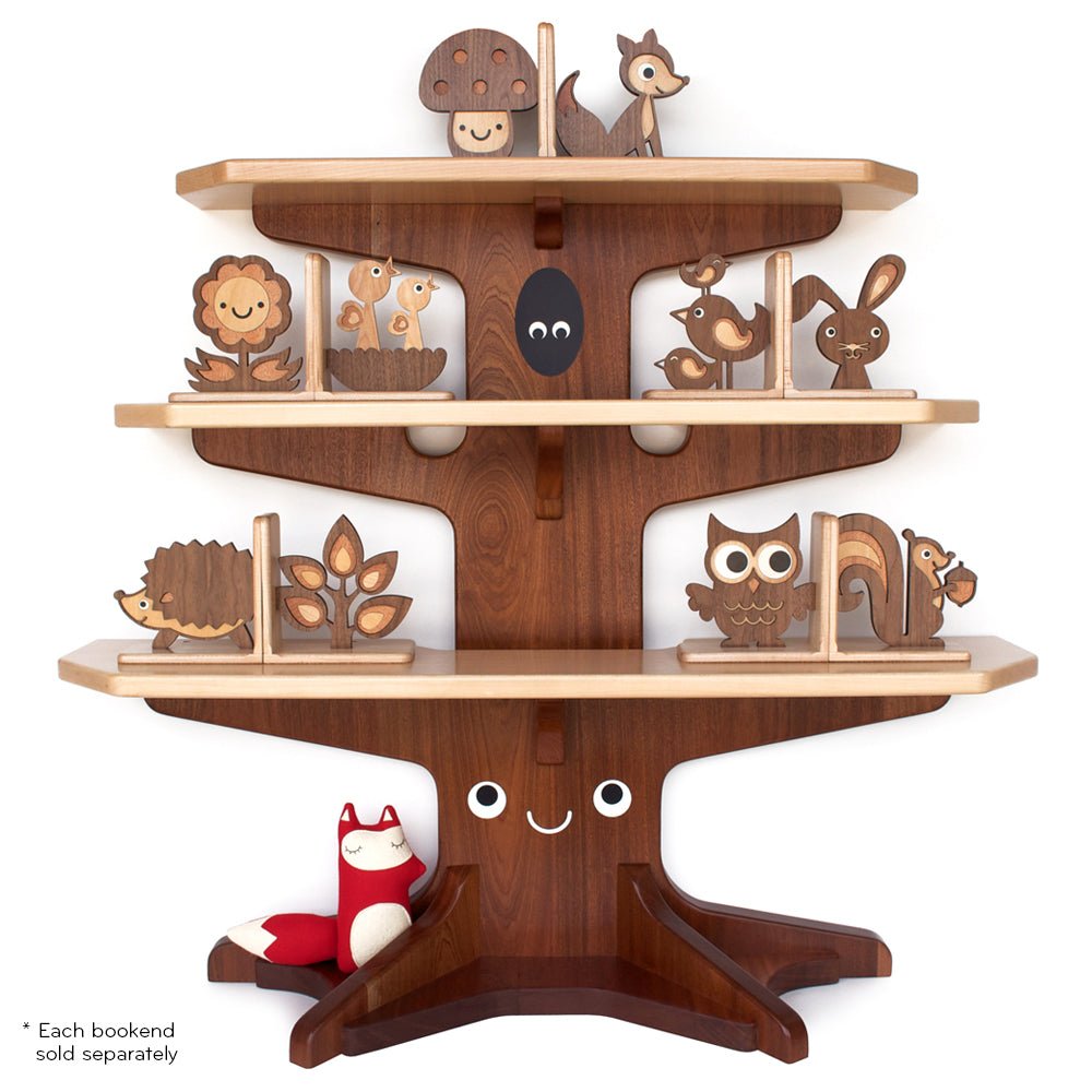 A curated baby shower gift collection of handmade wood decor for nurseries including animal bookends, clocks, wall art & more