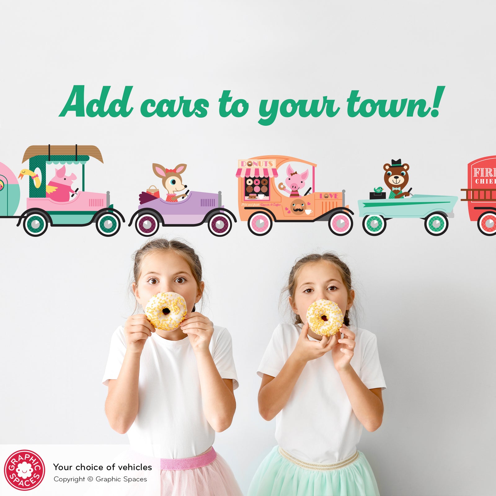 Kids Wall Decal - Animals in Cars & Trucks (Your Choice) - Graphic Spaces