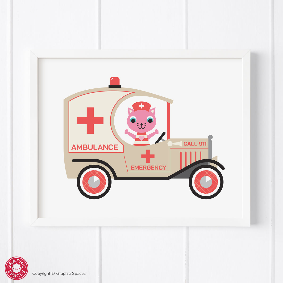 Ambulance nursery art print.