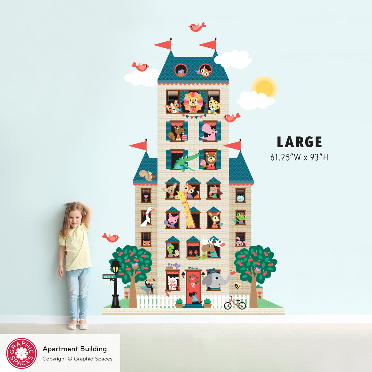 Apartment House Fabric Wall Decal - Happy Town (Neutral)