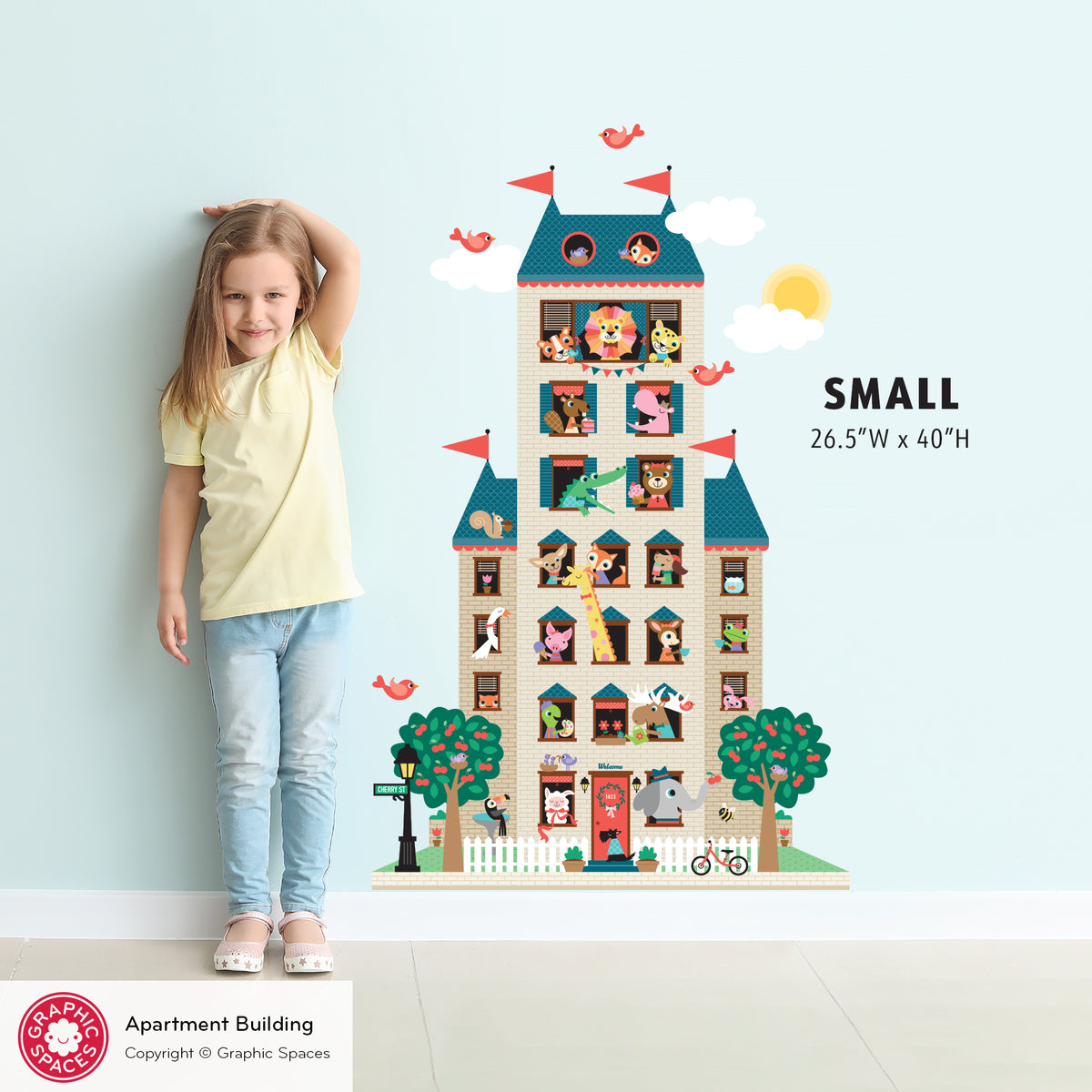 Apartment House Fabric Wall Decal - Happy Town (Neutral)