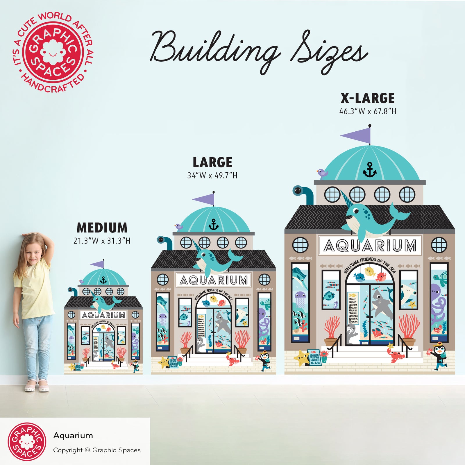 Kids Wall Decal - Happy Town Aquarium (Personalized) - Graphic Spaces