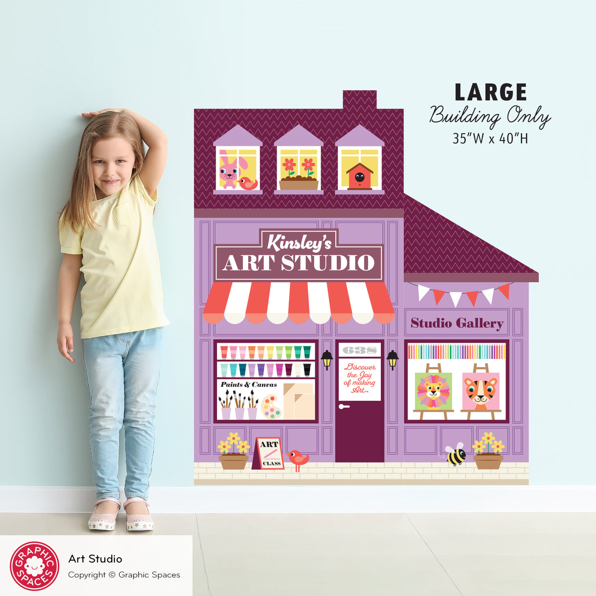 Art Studio Gallery Shop Fabric Wall Decal - Happy Town