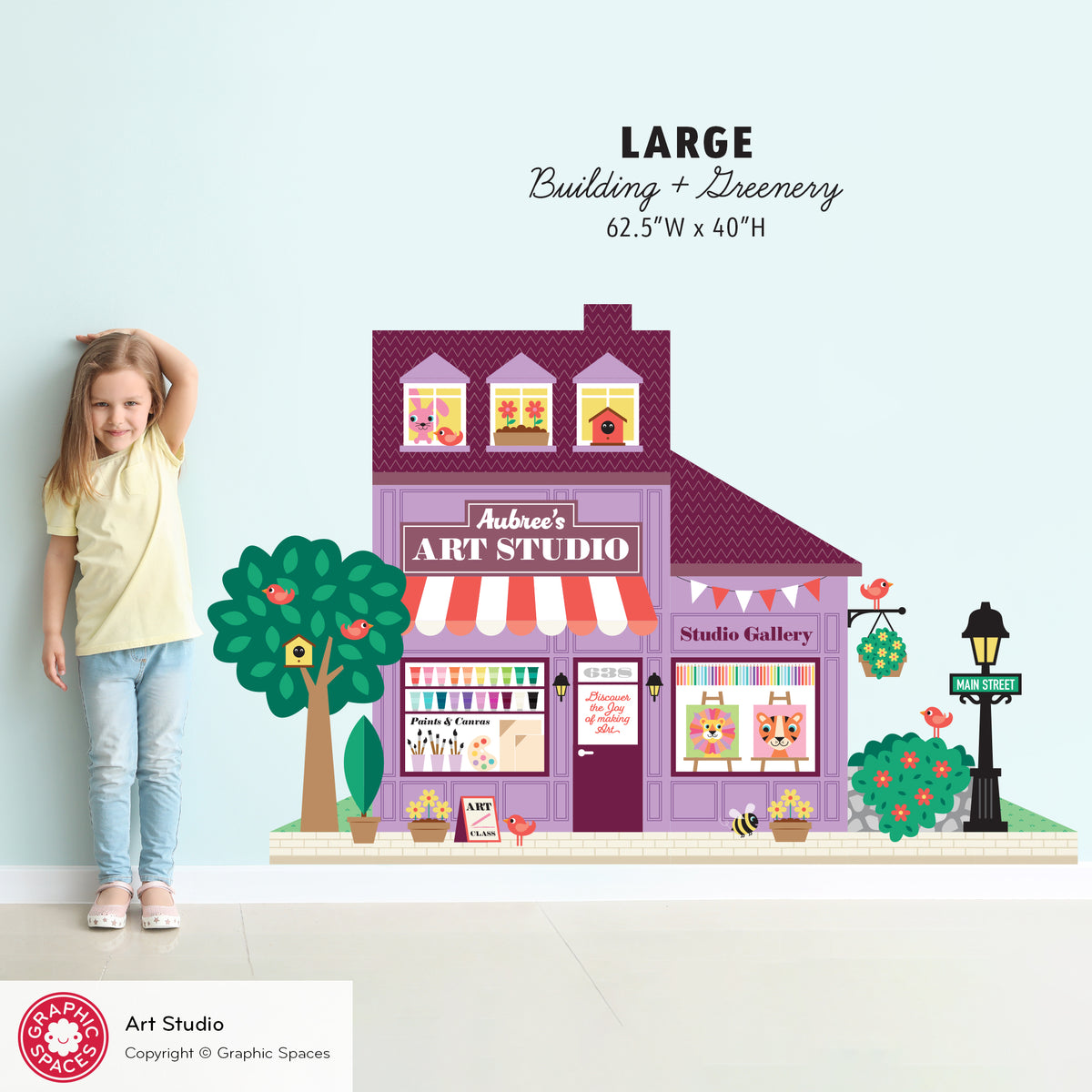Art Studio Gallery Shop Fabric Wall Decal - Happy Town
